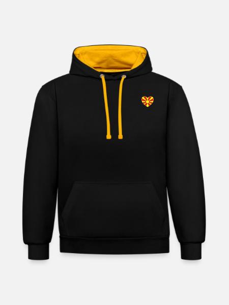 North Macedonia Flag Heart - Contrast hoodie - black/gold