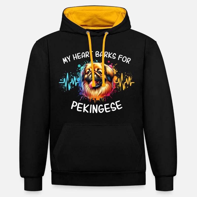 Ligne cardiaque pékinoise - Sweat à capuche contrasté - noir/or