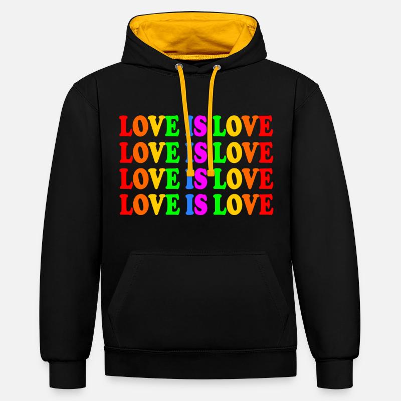 Love is love - Sweat à capuche contrasté - noir/or