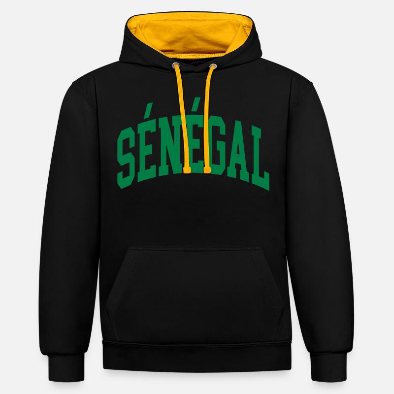 Sénégal - Sweat à capuche contrasté - noir/or