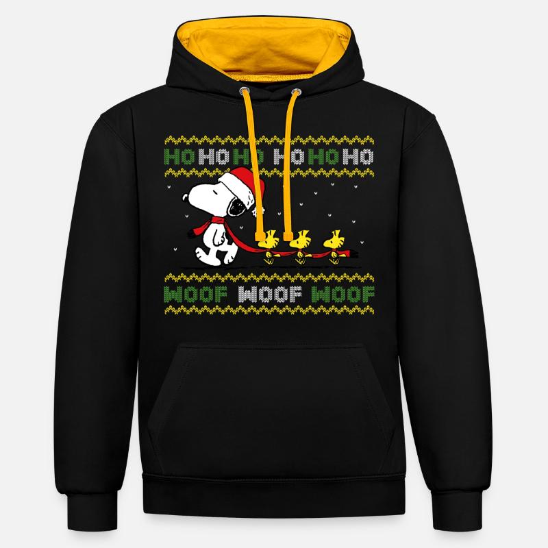 Peanuts Snoopy Hohoho - Sweat à capuche contrasté - noir/or