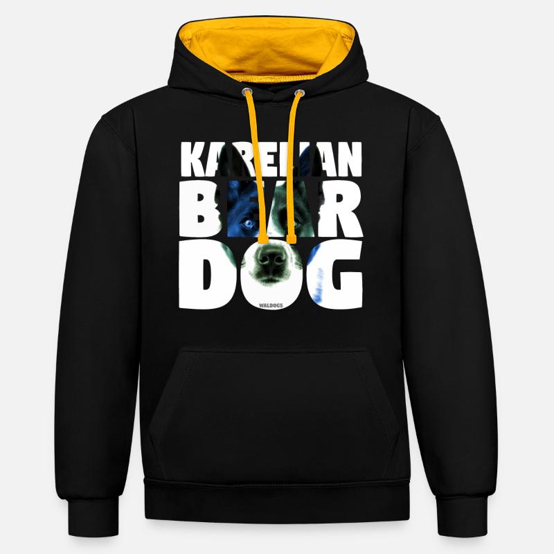 NASSU Karelian Green - Sweat à capuche contrasté - noir/or