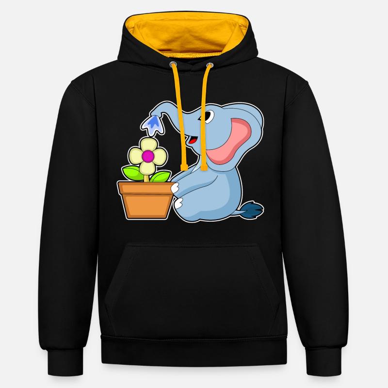 Fleur d’éléphant - Sweat à capuche contrasté - noir/or