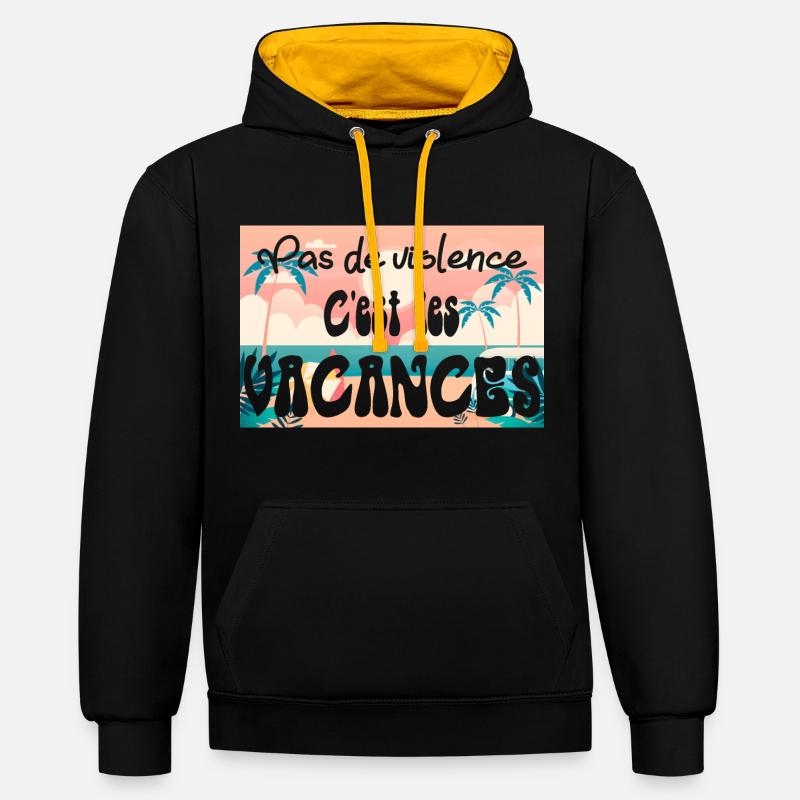 VACANCES - Sweat à capuche contrasté - noir/or