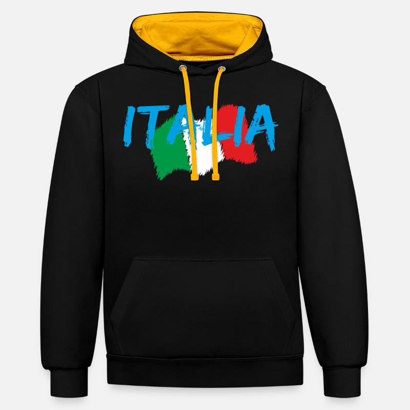 Italie Edo bleu - Sweat à capuche contrasté - noir/or