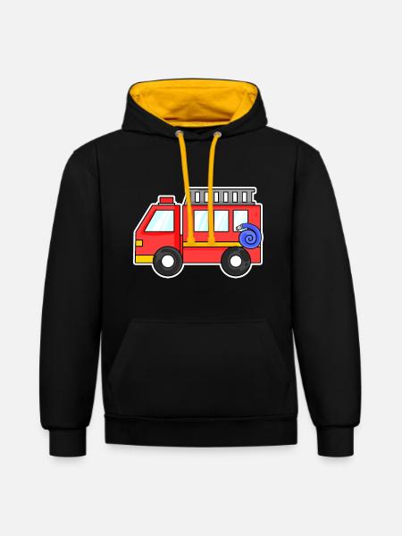 Fire truck - Contrast hoodie - black/gold