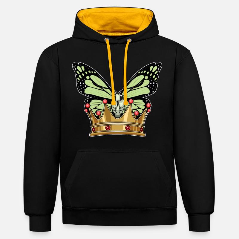 Couronne de papillon - Sweat à capuche contrasté - noir/or
