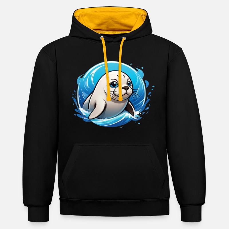 Sceller dans l’eau - Sweat à capuche contrasté - noir/or