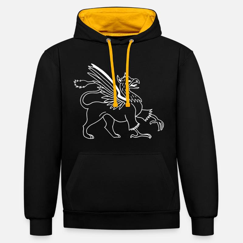 Animal fabuleux le griffon blanc - Sweat à capuche contrasté - noir/or