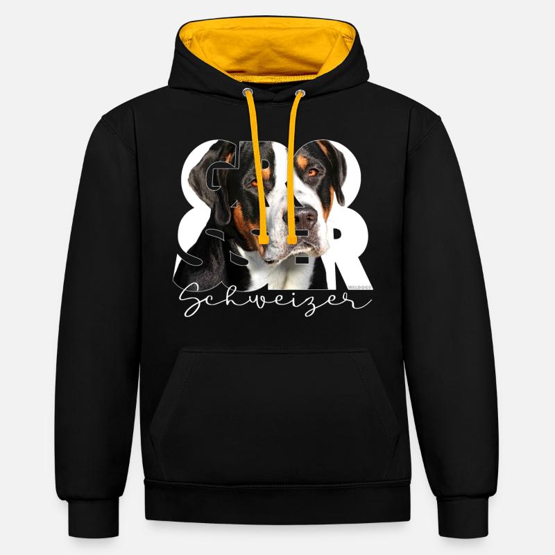 Grosser Schweizer - Sweat à capuche contrasté - noir/or