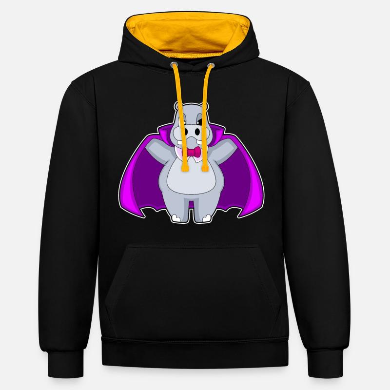 Hippopotame Halloween Vampire - Sweat à capuche contrasté - noir/or