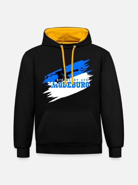 Die Macht aus Magdeburg - Kontrast-Hoodie - Schwarz/Gold