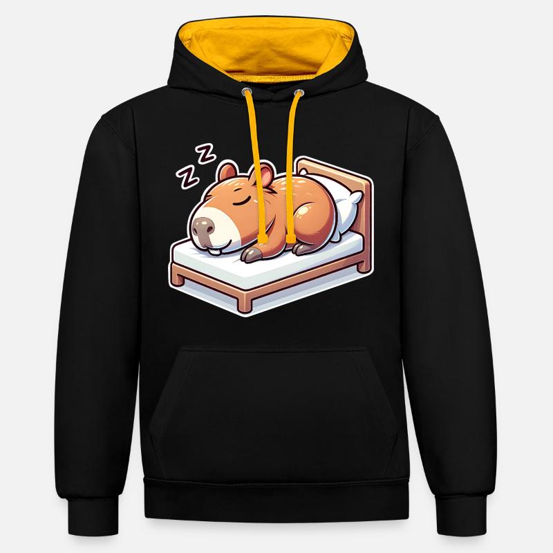 Sleeping Capybara - Contrast hoodie - black/gold