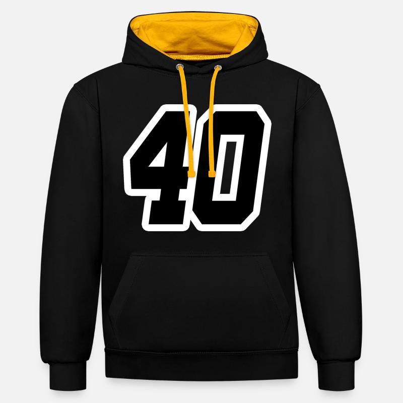 Nummer vierzig 40 - Kontrast-Hoodie - Schwarz/Gold