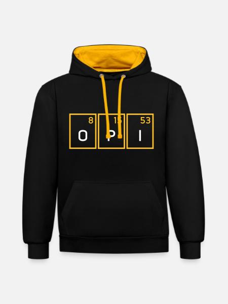 Sauerstoff, Phosphor, Iod - Kontrast-Hoodie - Schwarz/Gold