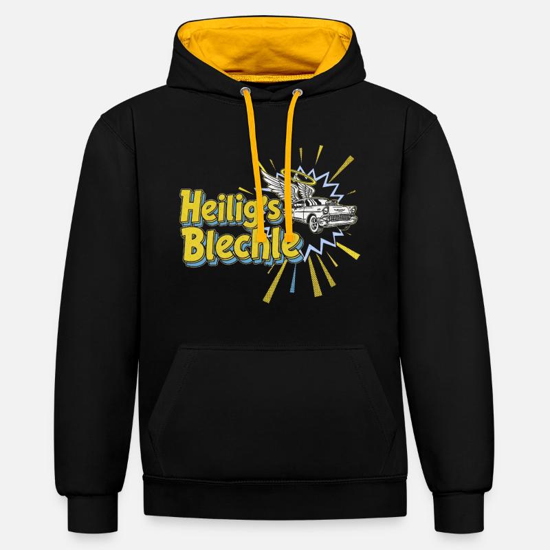 Heiligs Bleche Auto Heiligenschein - Sweat à capuche contrasté - noir/or