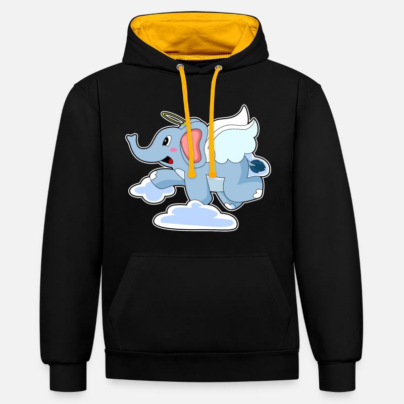 Nuages d’anges éléphants - Sweat à capuche contrasté - noir/or