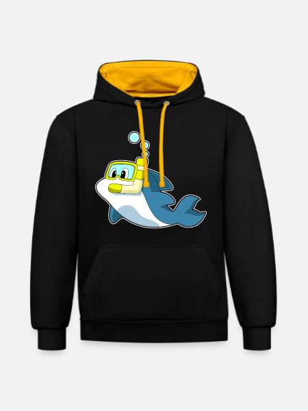 Dolphin Diver Snorkel Diving - Contrast hoodie - black/gold