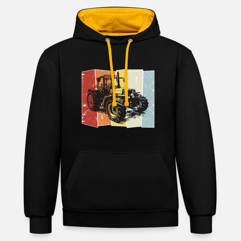 Tracteur Deutz style rétro - Sweat à capuche contrasté - noir/or