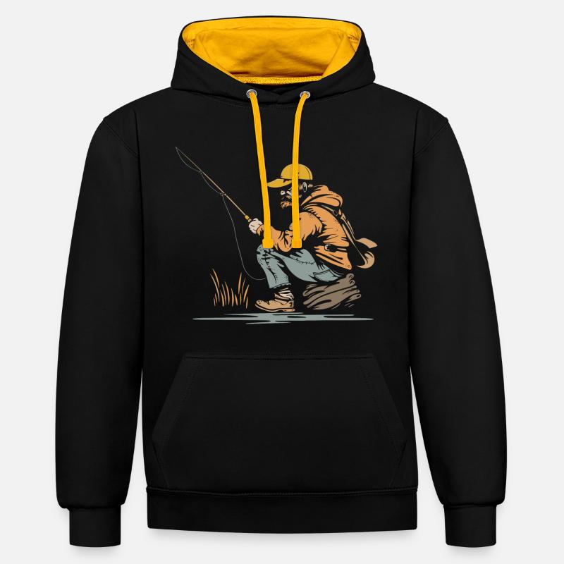 Graphiques de pêcheur - Sweat à capuche contrasté - noir/or