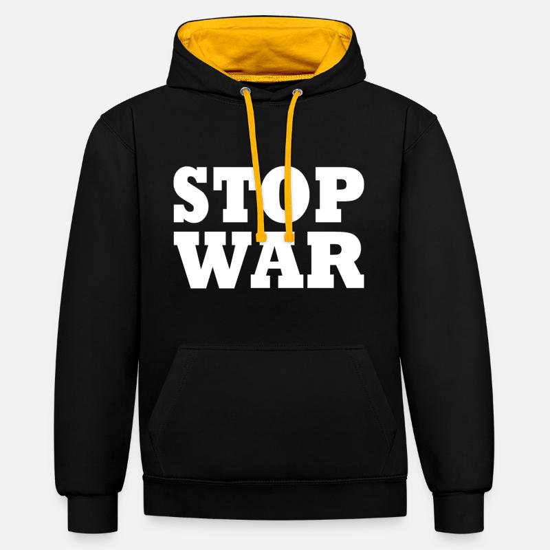 Stop war - Sweat à capuche contrasté - noir/or