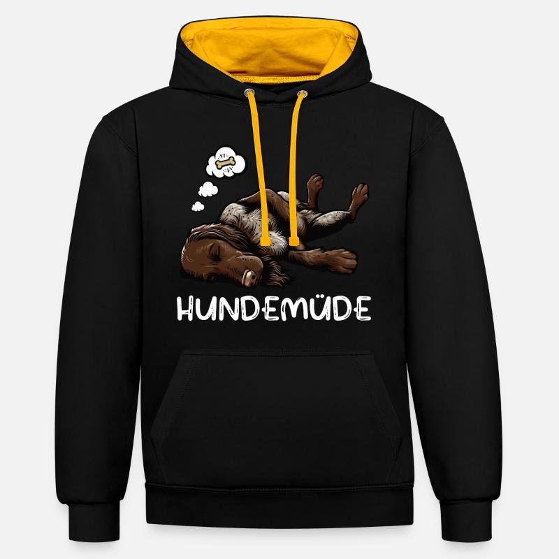 Hundemüde Deutsch Drahthaar drahthaar hunde - Kontrast-Hoodie - Schwarz/Gold