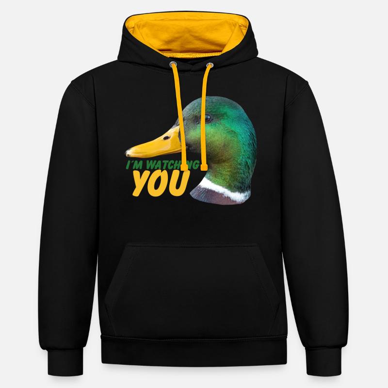 Canard - Je te regarde - Sweat à capuche contrasté - noir/or