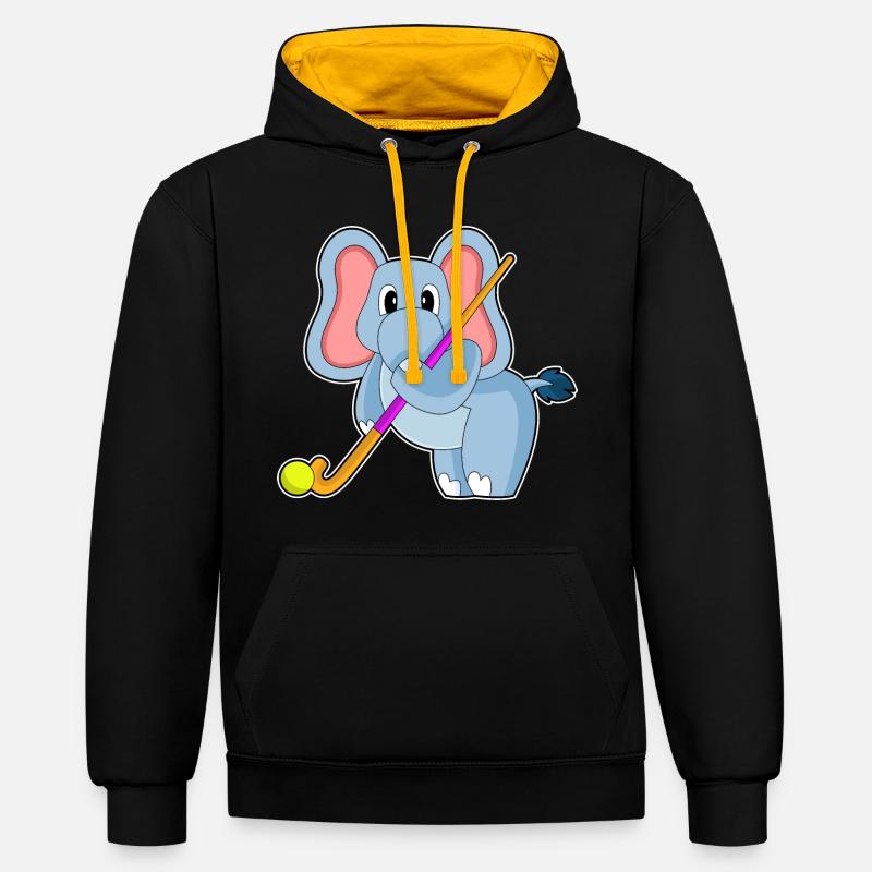 Bâton de hockey Elephant - Sweat à capuche contrasté - noir/or
