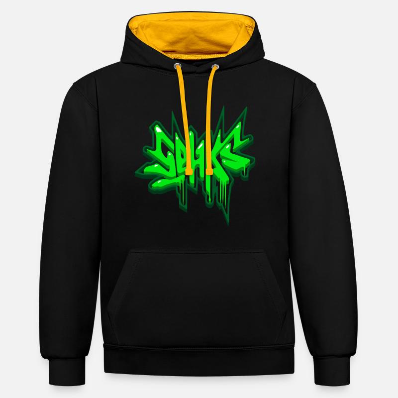 Sehks Vert 3D - Sweat à capuche contrasté - noir/or