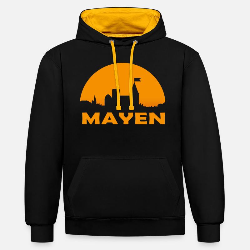Ville de Mayen - Sweat à capuche contrasté - noir/or