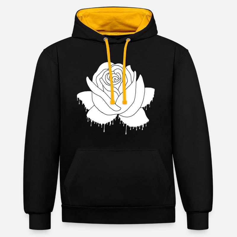 Graffiti d'une rose blanche - Sweat à capuche contrasté - noir/or