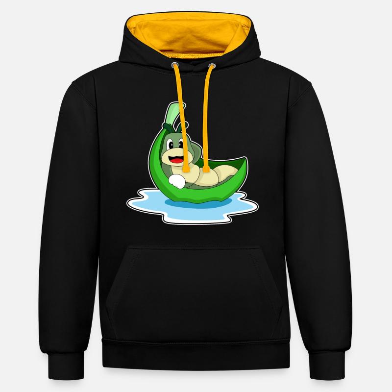 Caterpillar Leaf Boat - Sweat à capuche contrasté - noir/or