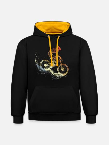 Mountain Biking Sketch Retro - Contrast hoodie - black/gold