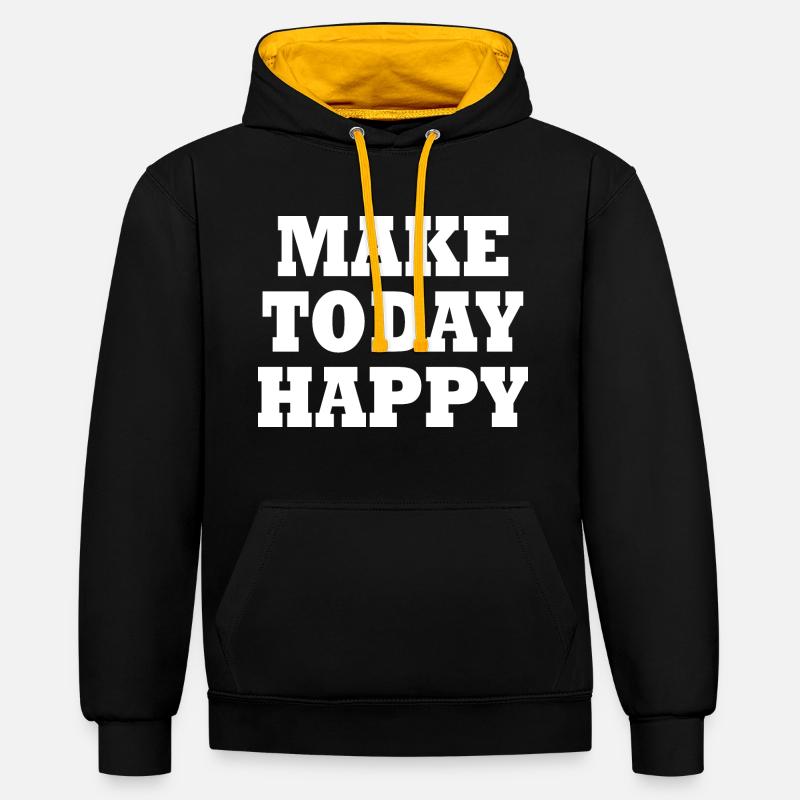 Make today happy - Sweat à capuche contrasté - noir/or