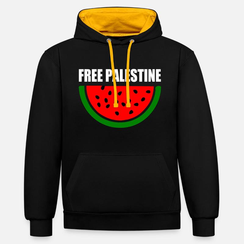 Free palestine Melon pastèque - Sweat à capuche contrasté - noir/or