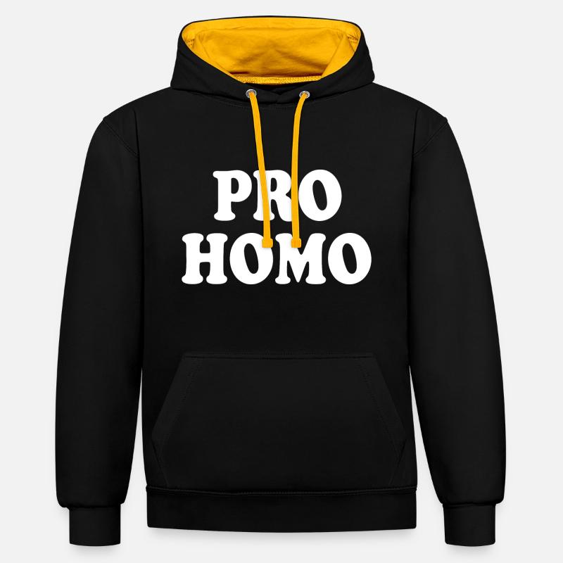 Pro homo - Sweat à capuche contrasté - noir/or
