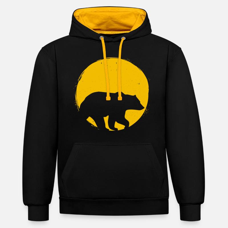 Ours Scandinavie Silhouette Soleil Cadeau - Sweat à capuche contrasté - noir/or