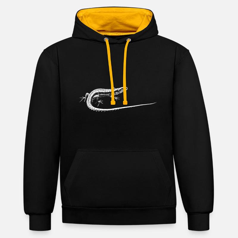 Eidechse / Lizard - Kontrast-Hoodie - Schwarz/Gold