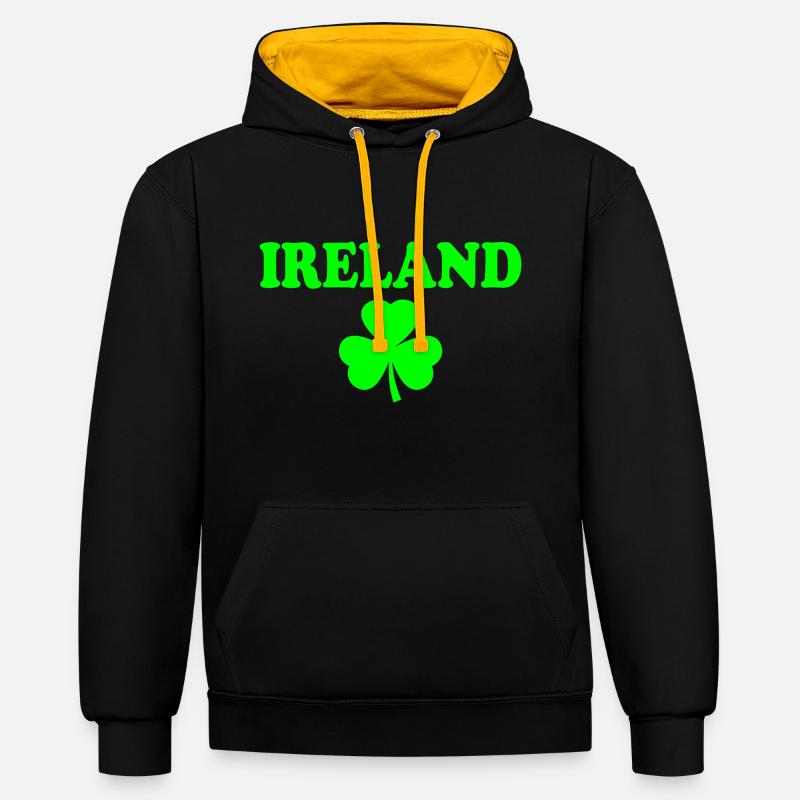 Trèfle d’Irlande - Sweat à capuche contrasté - noir/or