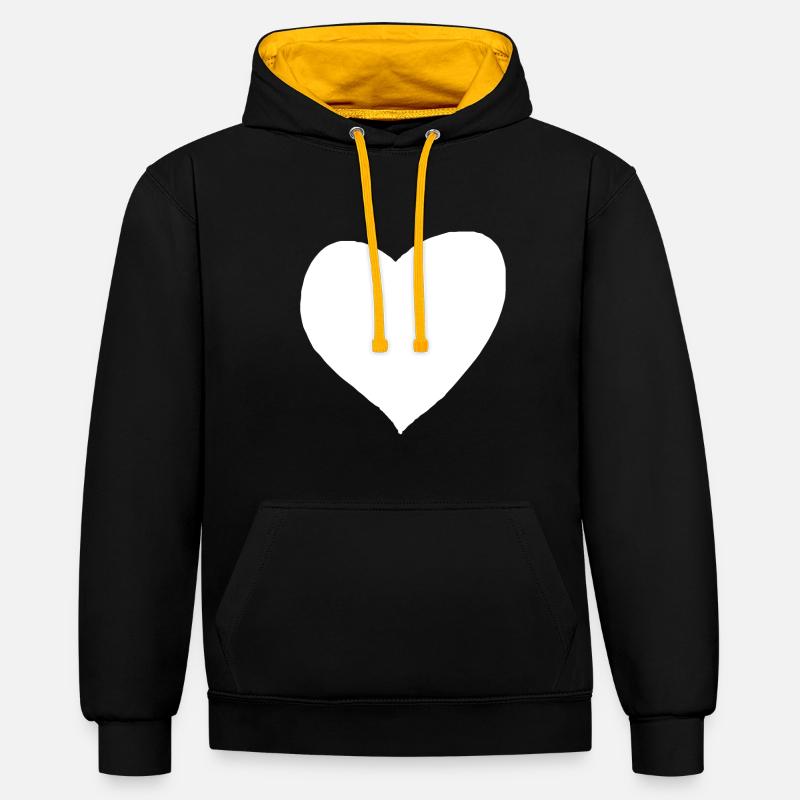 Weißes Herz Geschenkidee - Kontrast-Hoodie - Schwarz/Gold