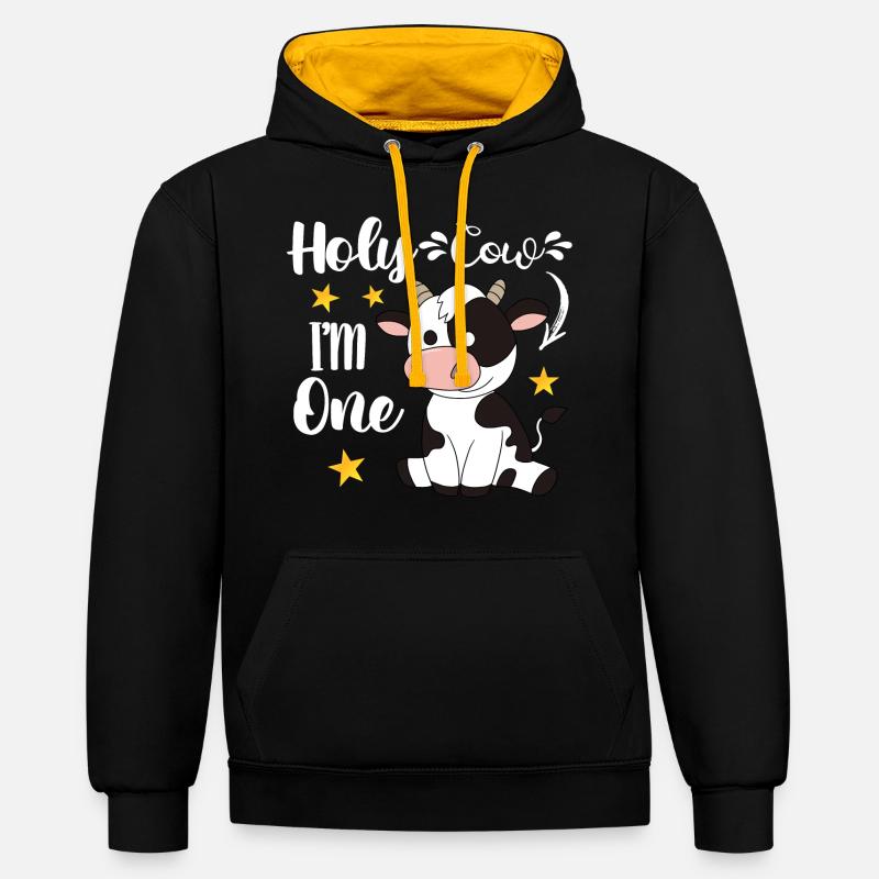 1er anniversaire - Sweat à capuche contrasté - noir/or