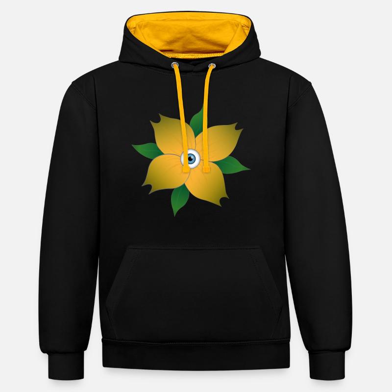 Fleur - Œil - Sweat à capuche contrasté - noir/or