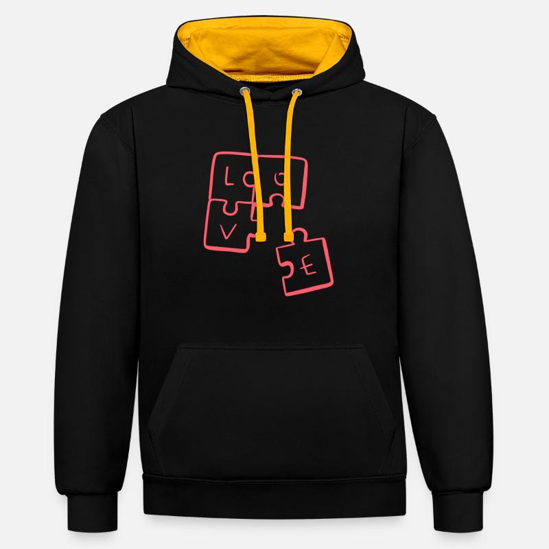 LOVE - Pièces de Puzzle - Sweat à capuche contrasté - noir/or