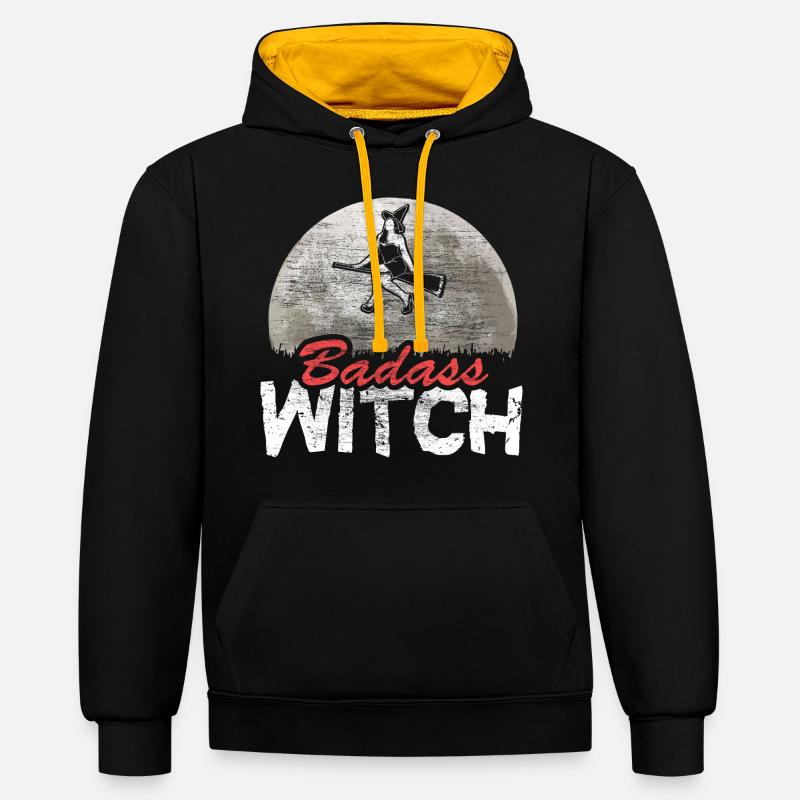 Monstre sorcière d’Halloween - Sweat à capuche contrasté - noir/or