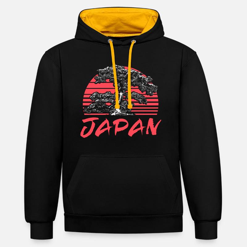 Drapeau de l’anime du Japon - Sweat à capuche contrasté - noir/or