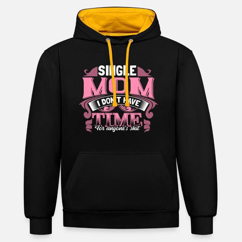 Maman célibataire Maman Enceinte - Sweat à capuche contrasté - noir/or