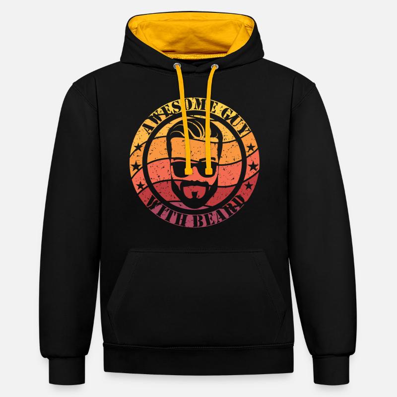 Awesome guy with beard - Kontrast-Hoodie - Schwarz/Gold