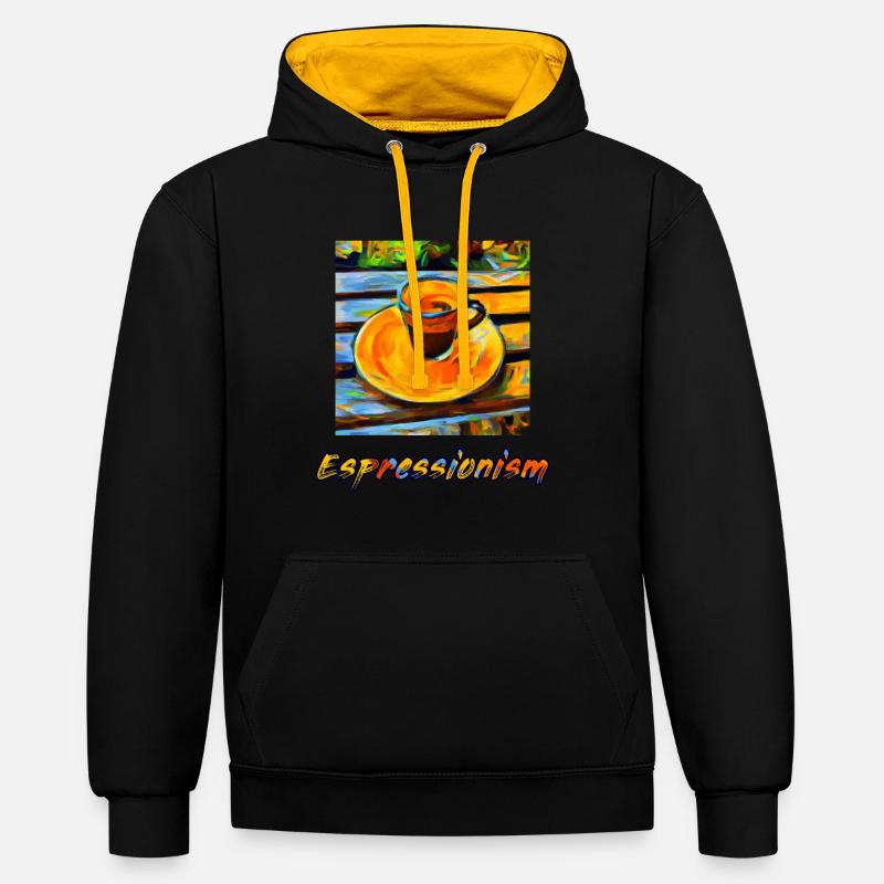 Un expresso expressionniste devient espressionnisme - Sweat à capuche contrasté - noir/or