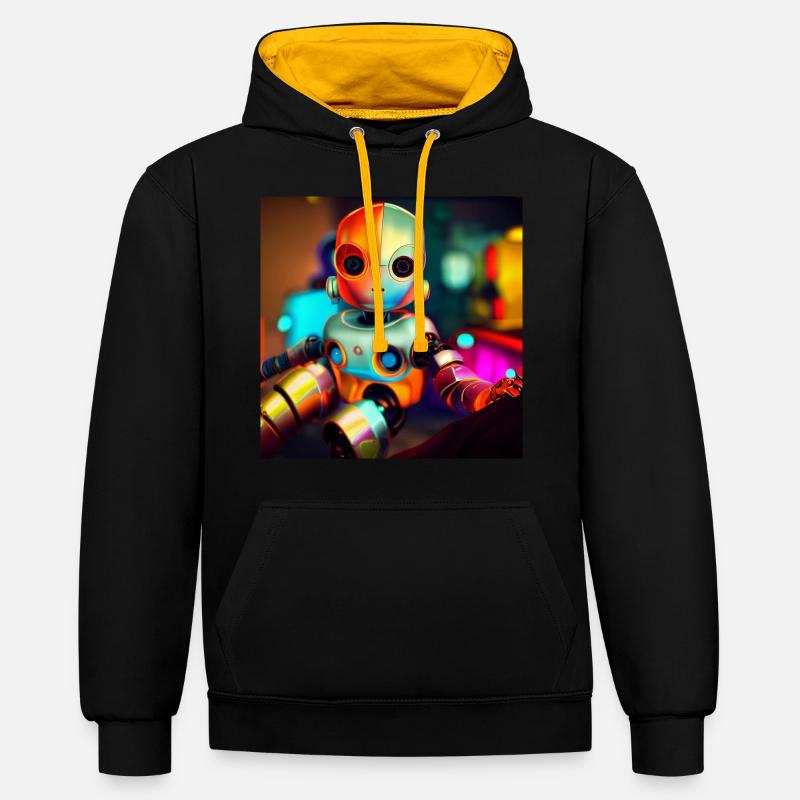 Bébé robot - Sweat à capuche contrasté - noir/or