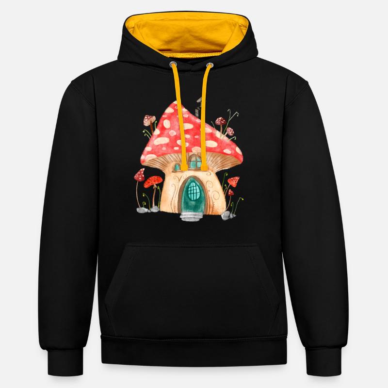 Maison champignon - Sweat à capuche contrasté - noir/or